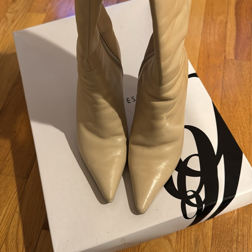NINE WEST• leather heel pointed boots - Picture 7 of 15